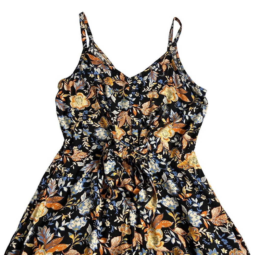 MSK Jumpsuit Womens M Black Floral Wide Leg Boho Cottagecore Flowy Sleeveless - Picture 2 of 16